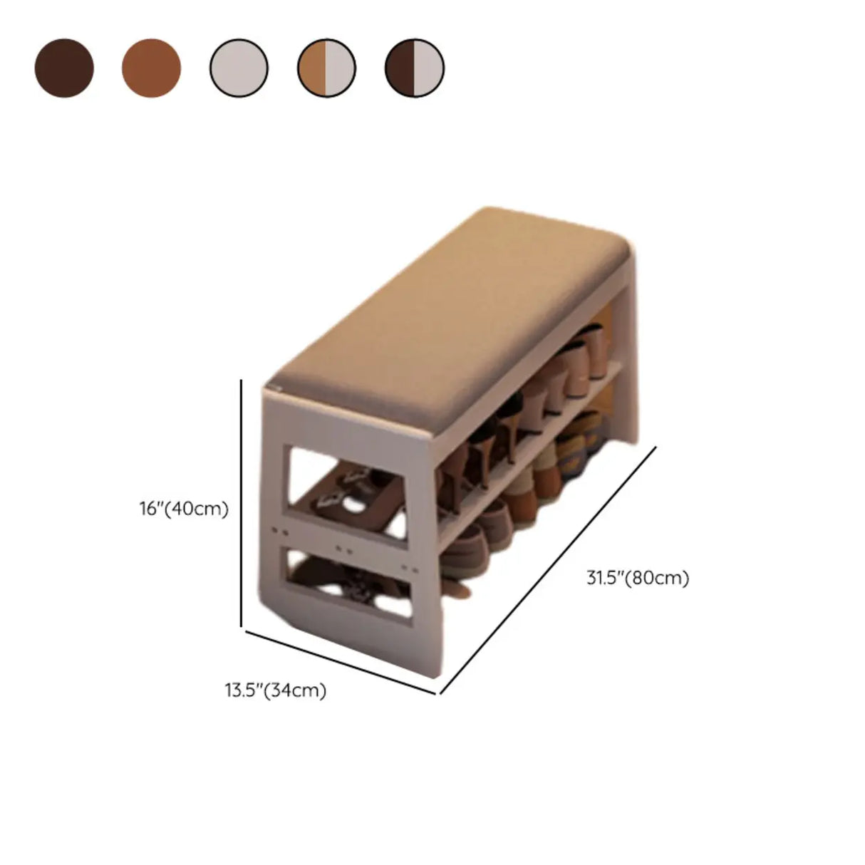 Modern Bench Wood Entryway Brown 2-Tier Shoe Storage Image - 29