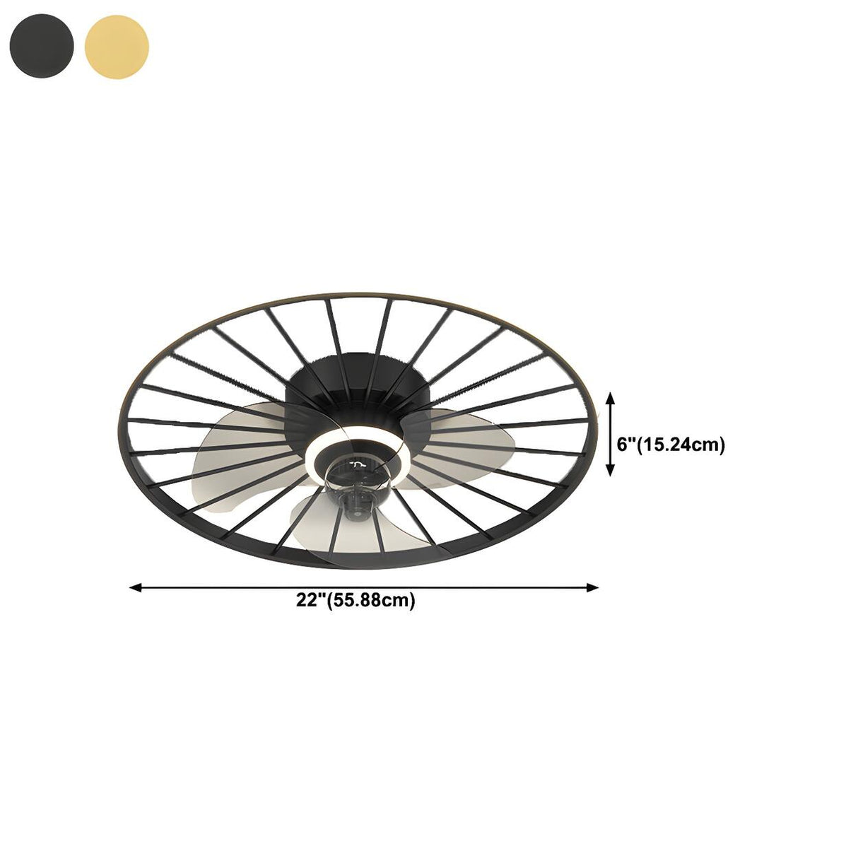 Modern Black 3-Ring Geometric Ceiling Fan with Light