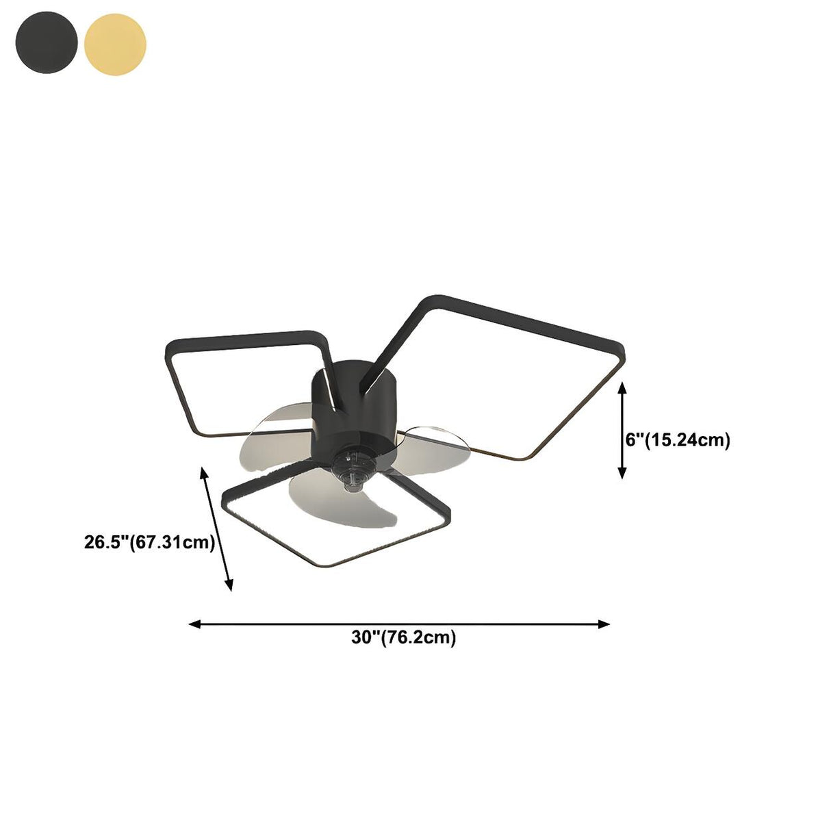 Modern Black 3-Ring Geometric Ceiling Fan with Light Image - 23