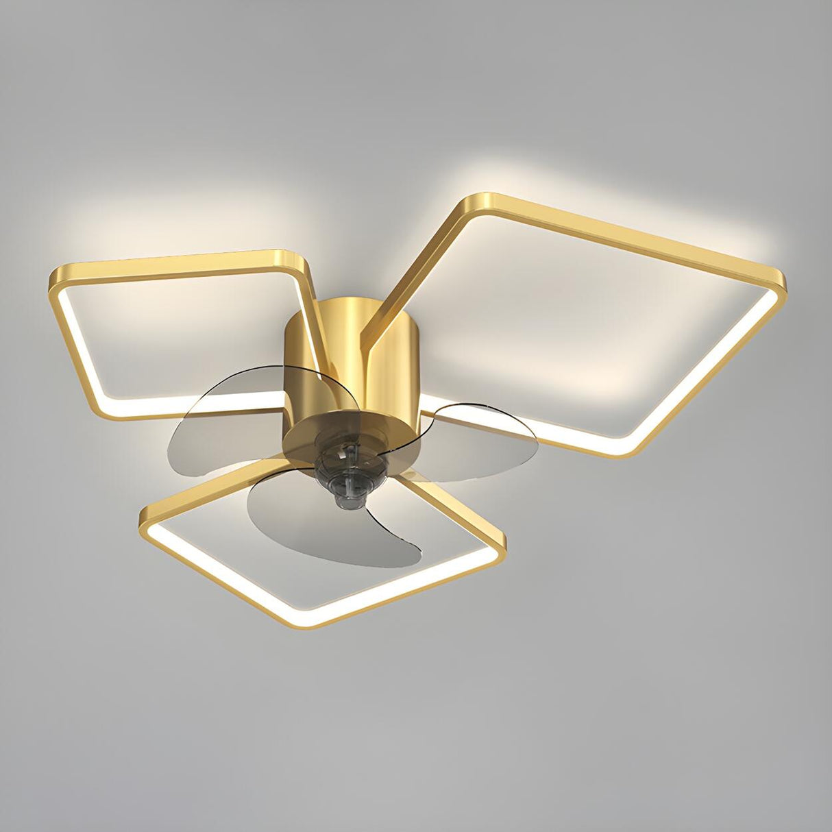 Modern Black 3-Ring Geometric Ceiling Fan with Light Image - 7