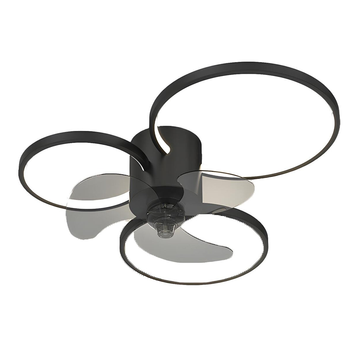 Modern Black 3-Ring Geometric Ceiling Fan with Light Image - 9