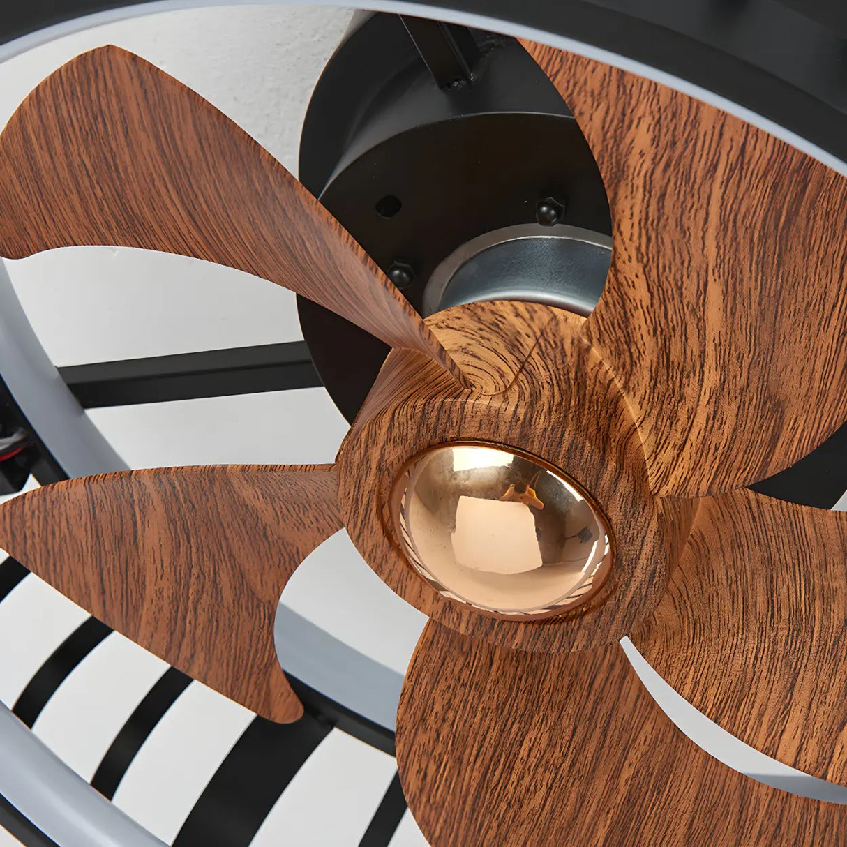 Modern Black 5 Blades Creative Cage Ceiling Fan Light Image - 10