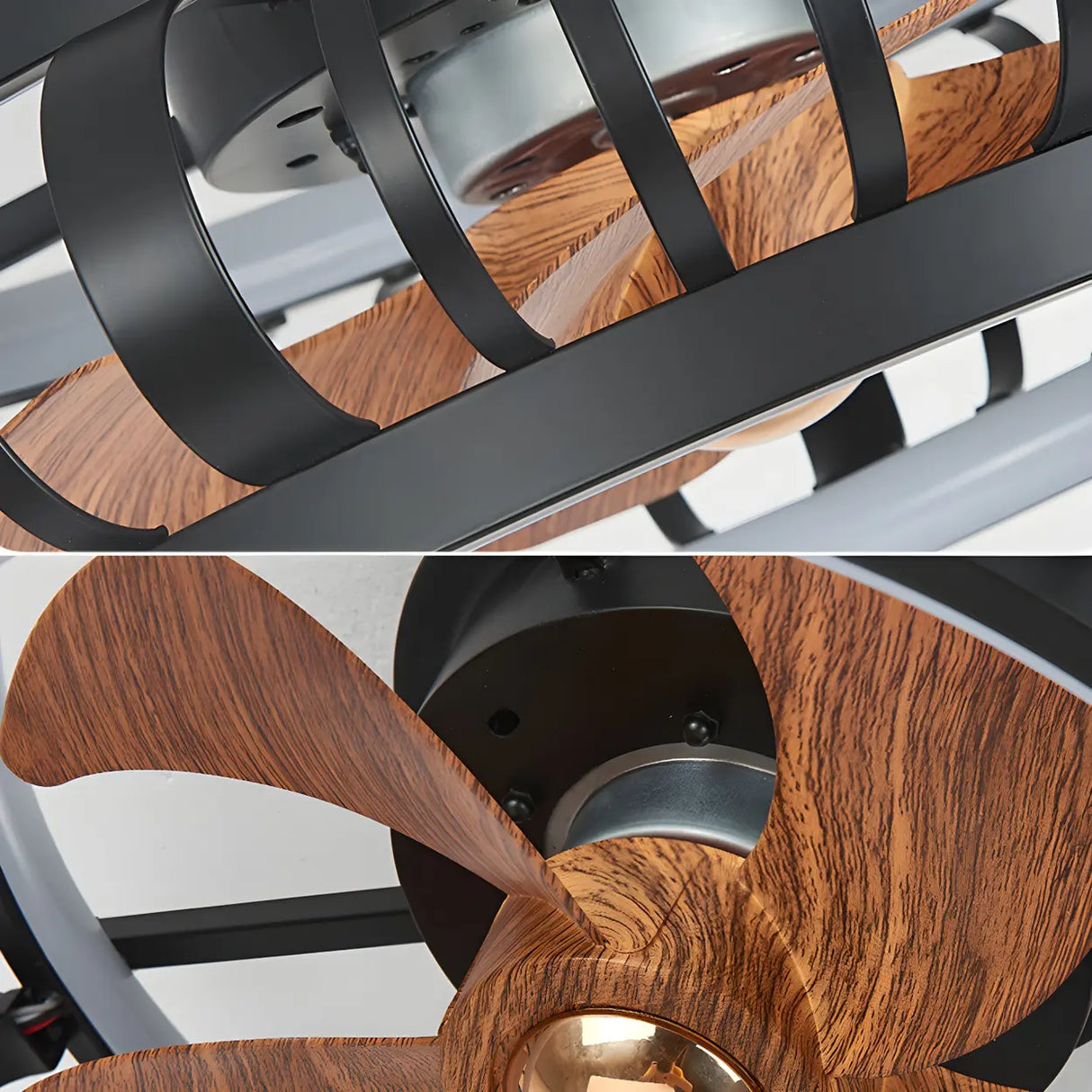 Modern Black 5 Blades Creative Cage Ceiling Fan Light Image - 11