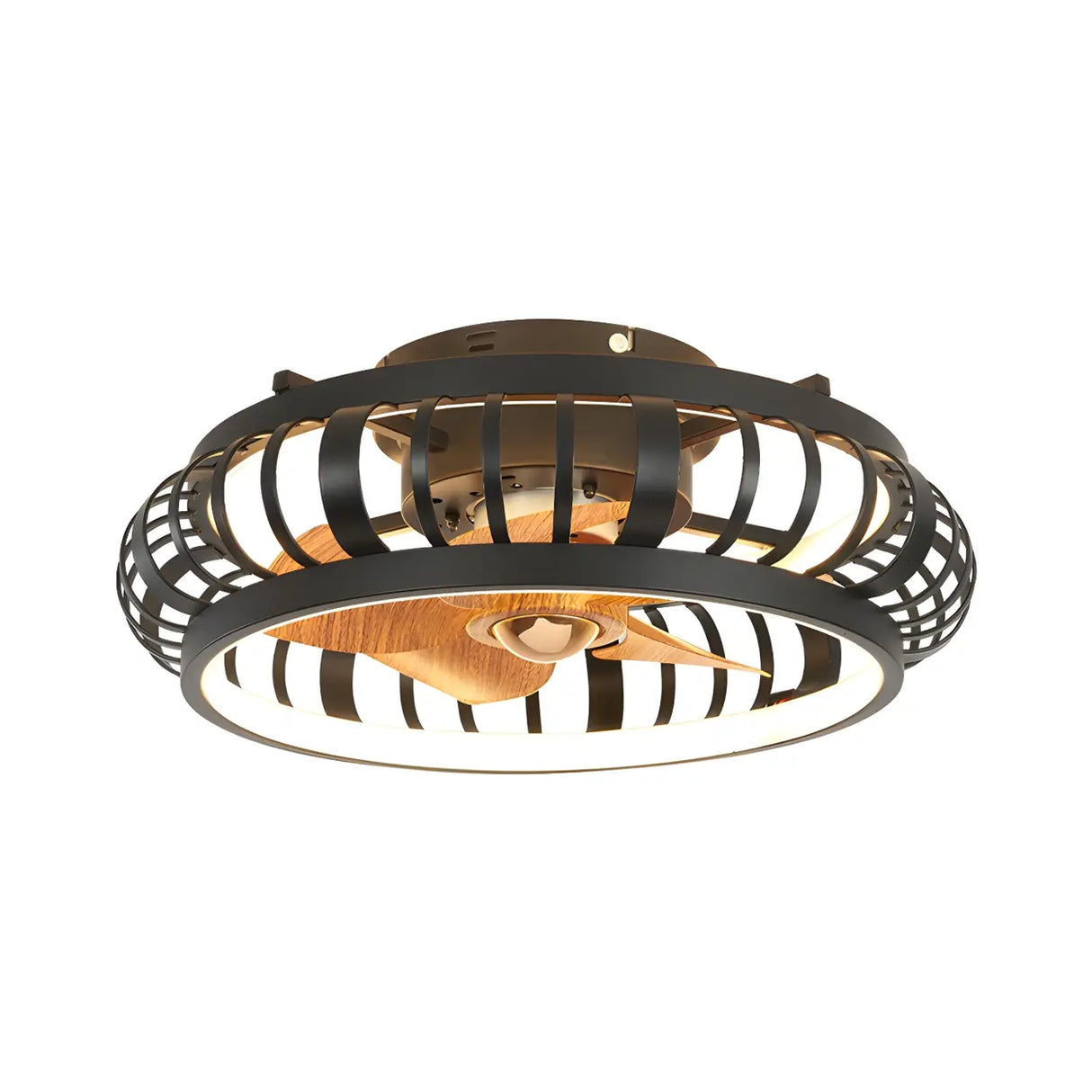 Modern Black 5 Blades Creative Cage Ceiling Fan Light Image - 4