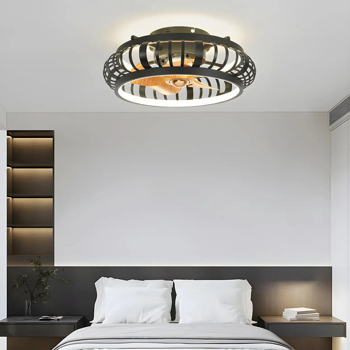 Modern Black 5 Blades Creative Cage Ceiling Fan Light Image - 7