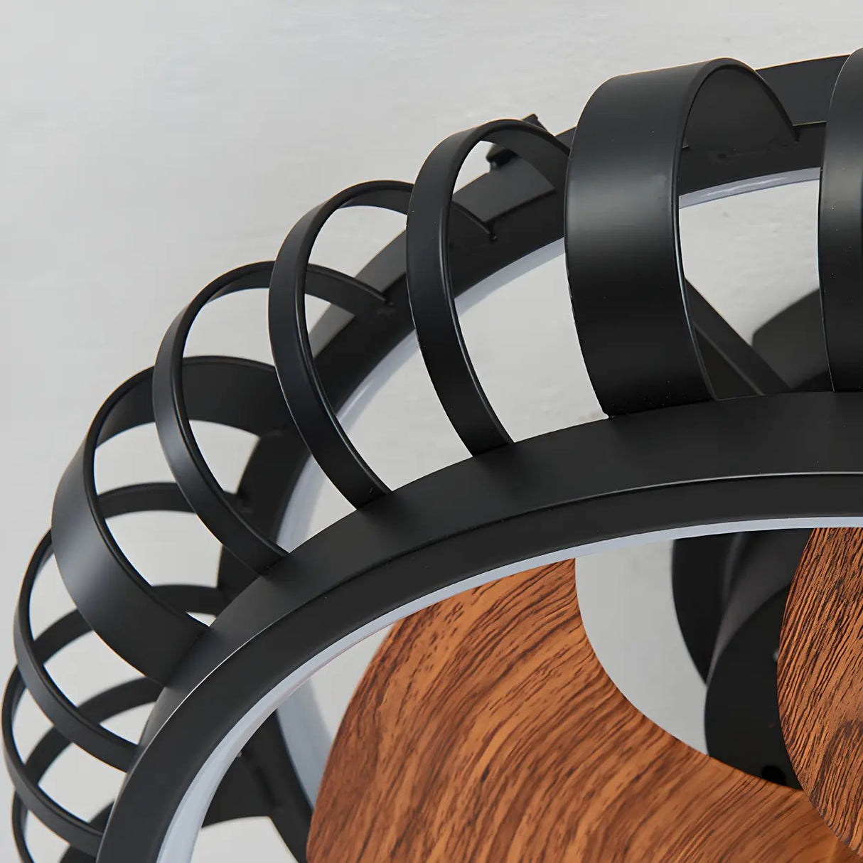 Modern Black 5 Blades Creative Cage Ceiling Fan Light Image - 9