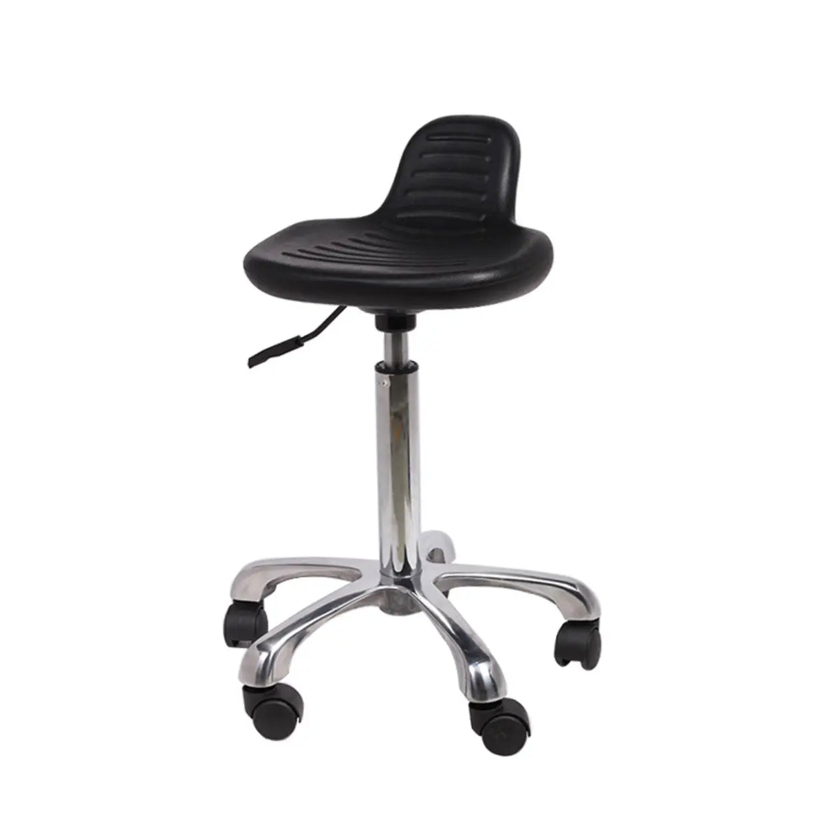 Modern Black Alloy Low Back Office Stool with Casters Image - 10