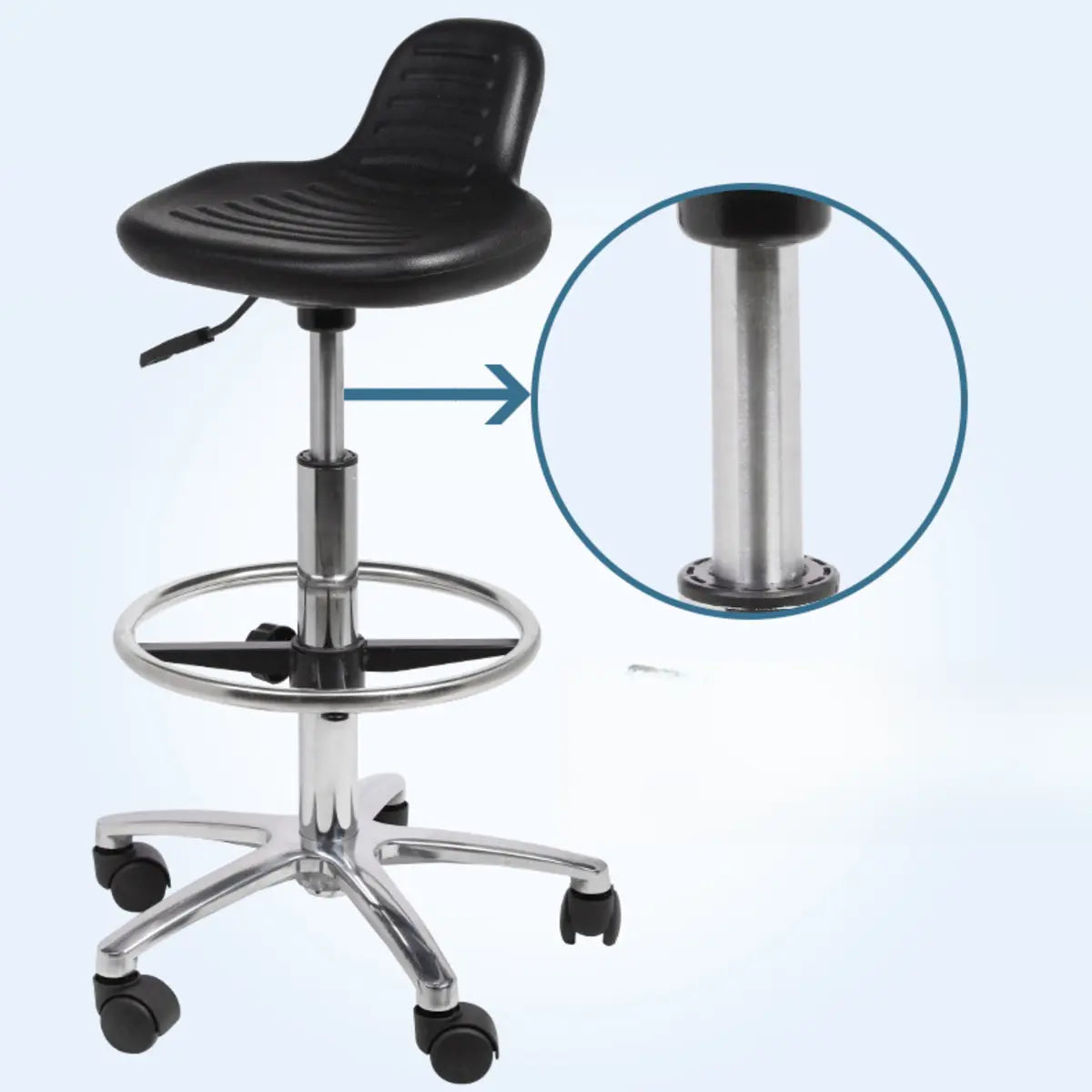 Modern Black Alloy Low Back Office Stool with Casters Image - 15