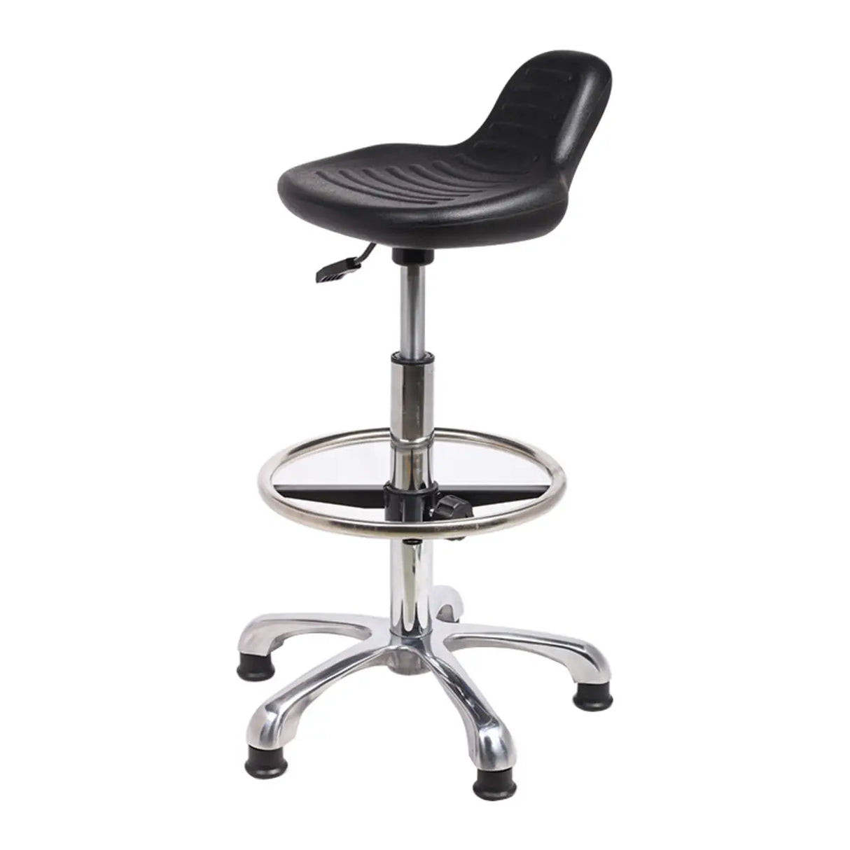 Modern Black Alloy Low Back Office Stool with Casters Image - 2