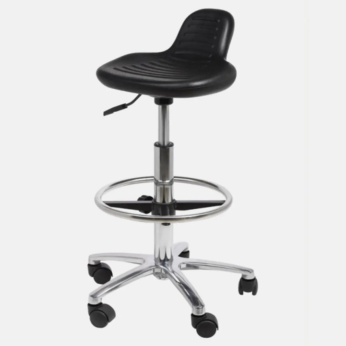 Modern Black Alloy Low Back Office Stool with Casters Image - 20