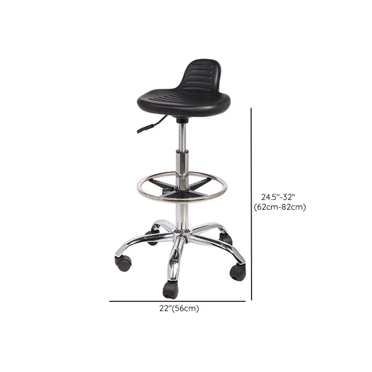 Modern Black Alloy Low Back Office Stool with Casters Image - 25