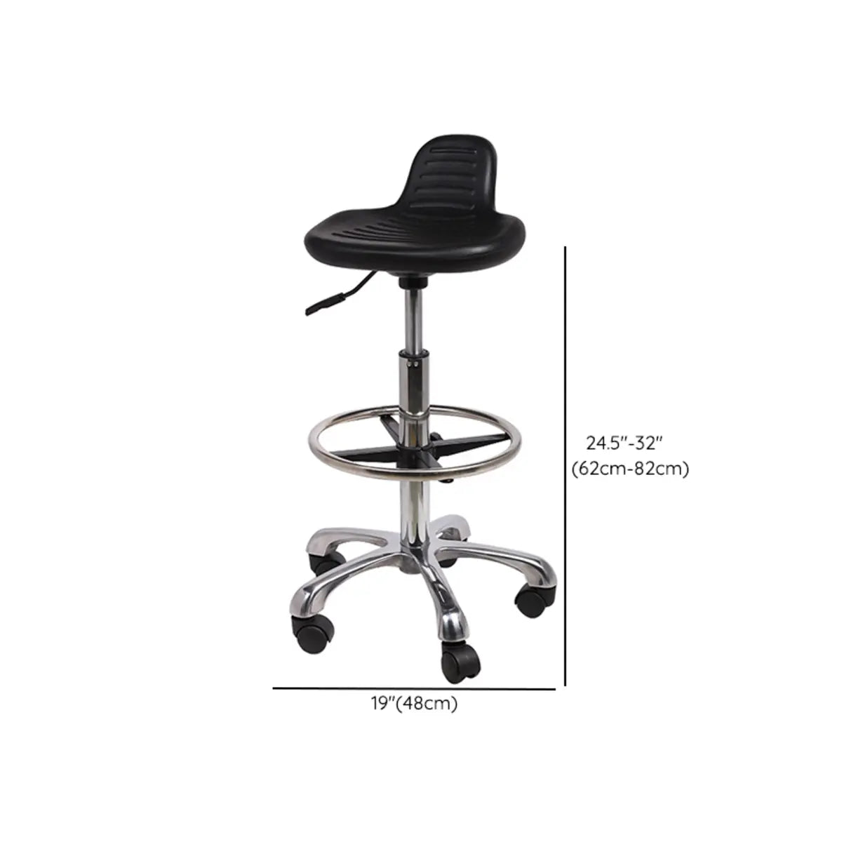Modern Black Alloy Low Back Office Stool with Casters Image - 29