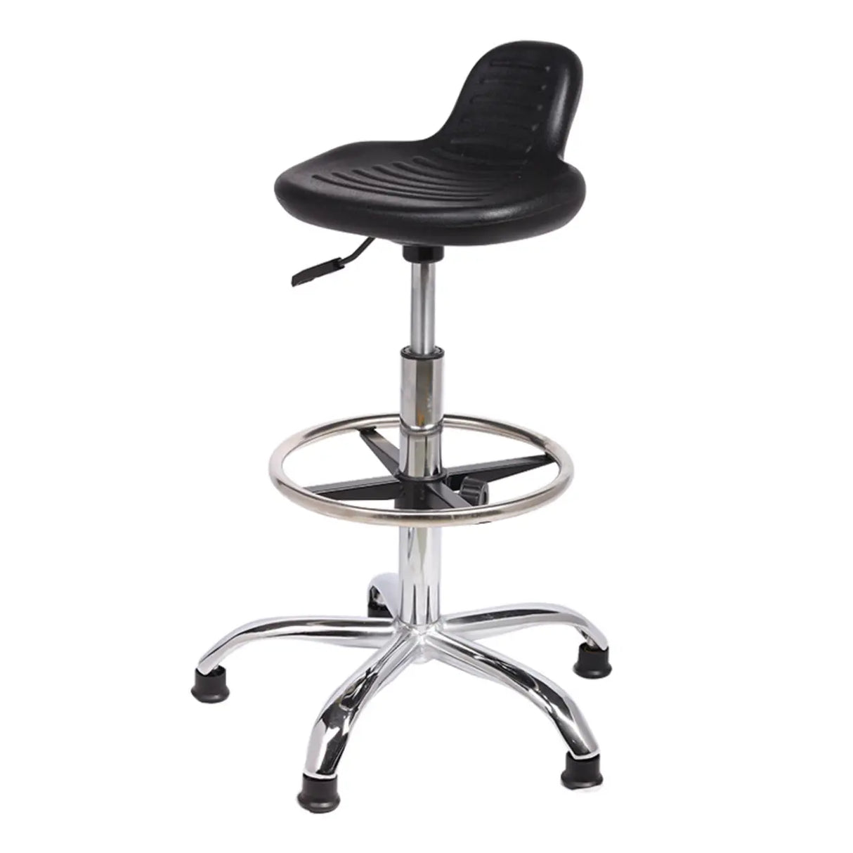 Modern Black Alloy Low Back Office Stool with Casters Image - 3