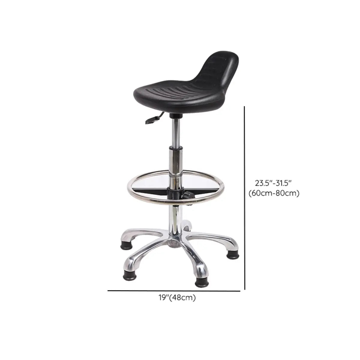 Modern Black Alloy Low Back Office Stool with Casters Image - 31
