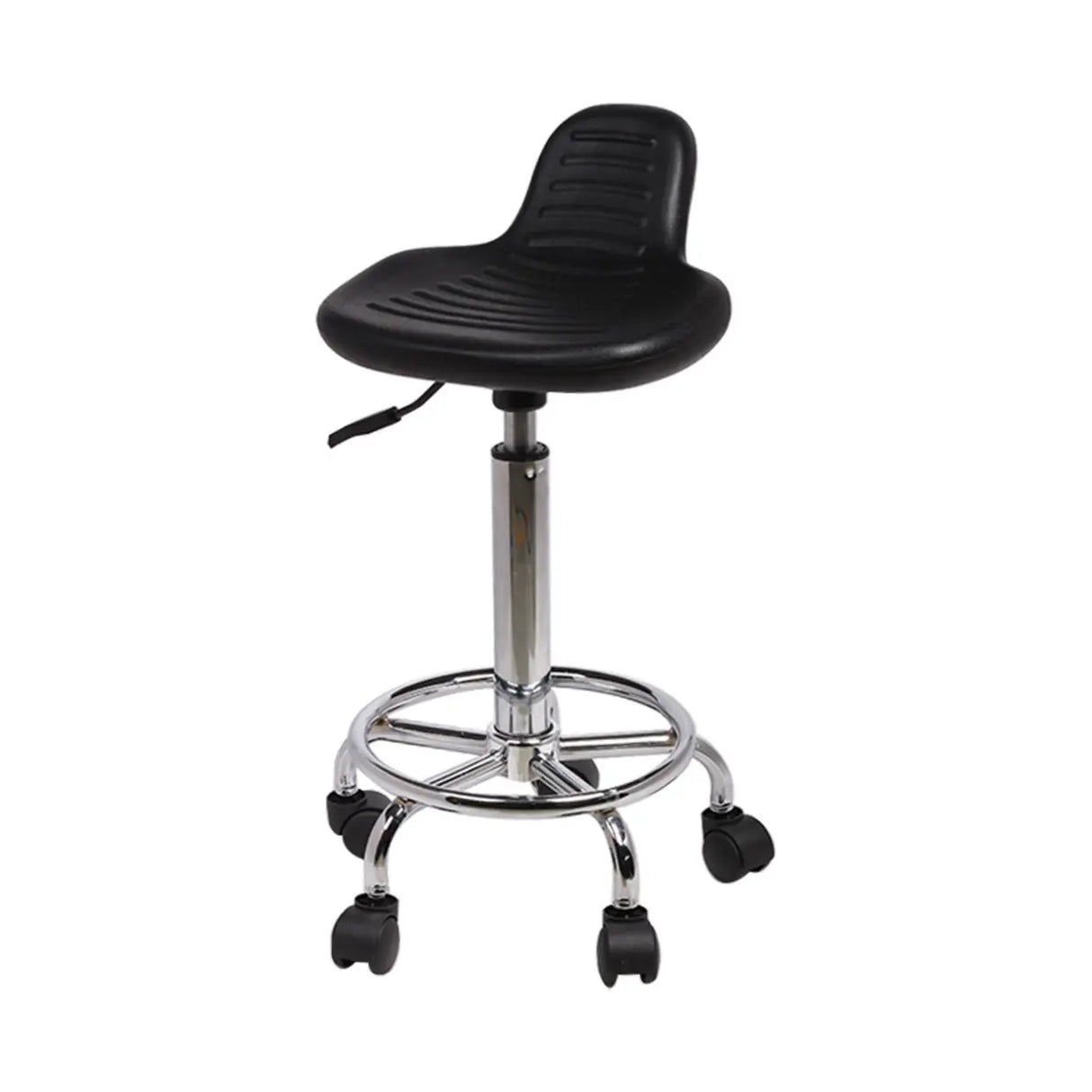 Modern Black Alloy Low Back Office Stool with Casters Image - 4