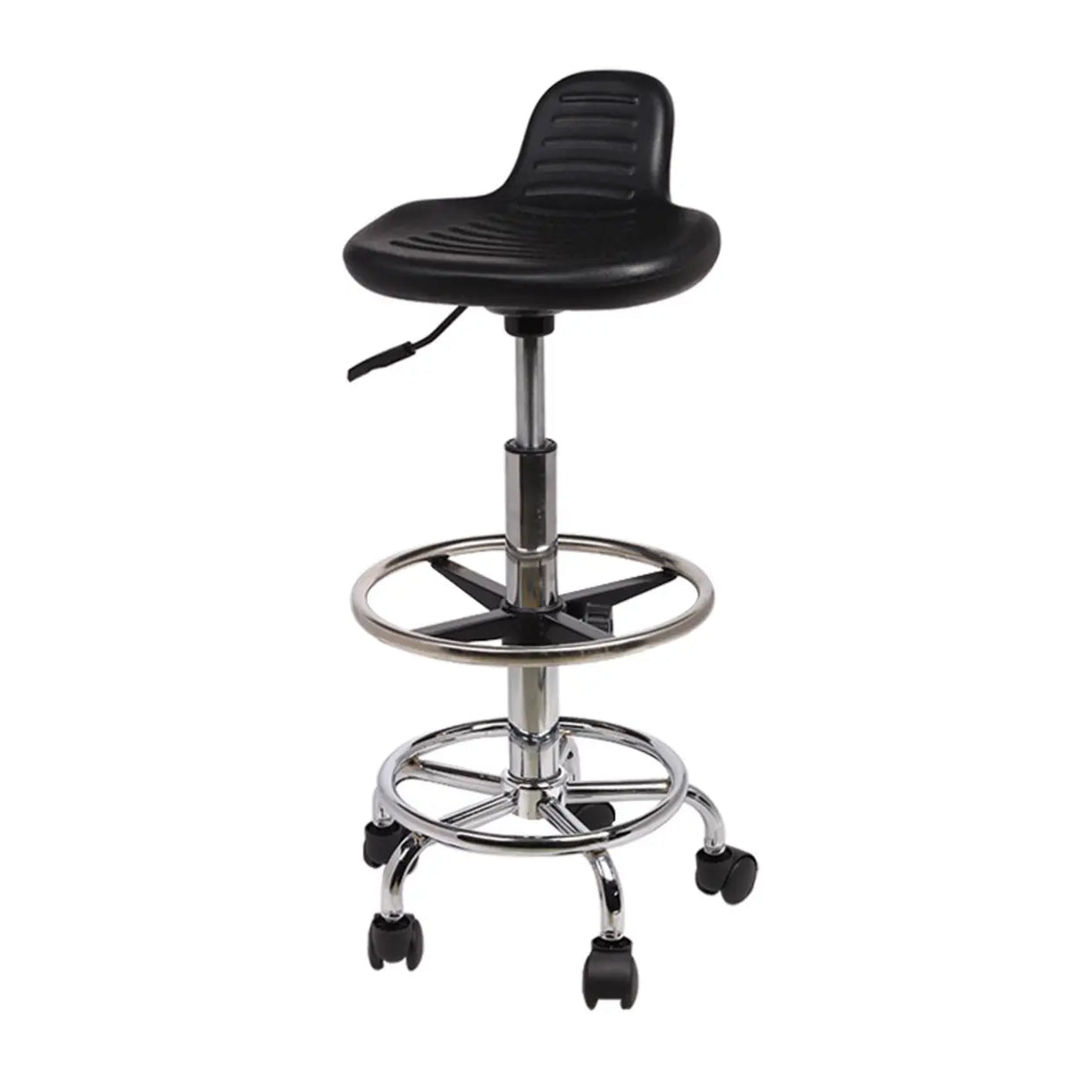 Modern Black Alloy Low Back Office Stool with Casters Image - 6