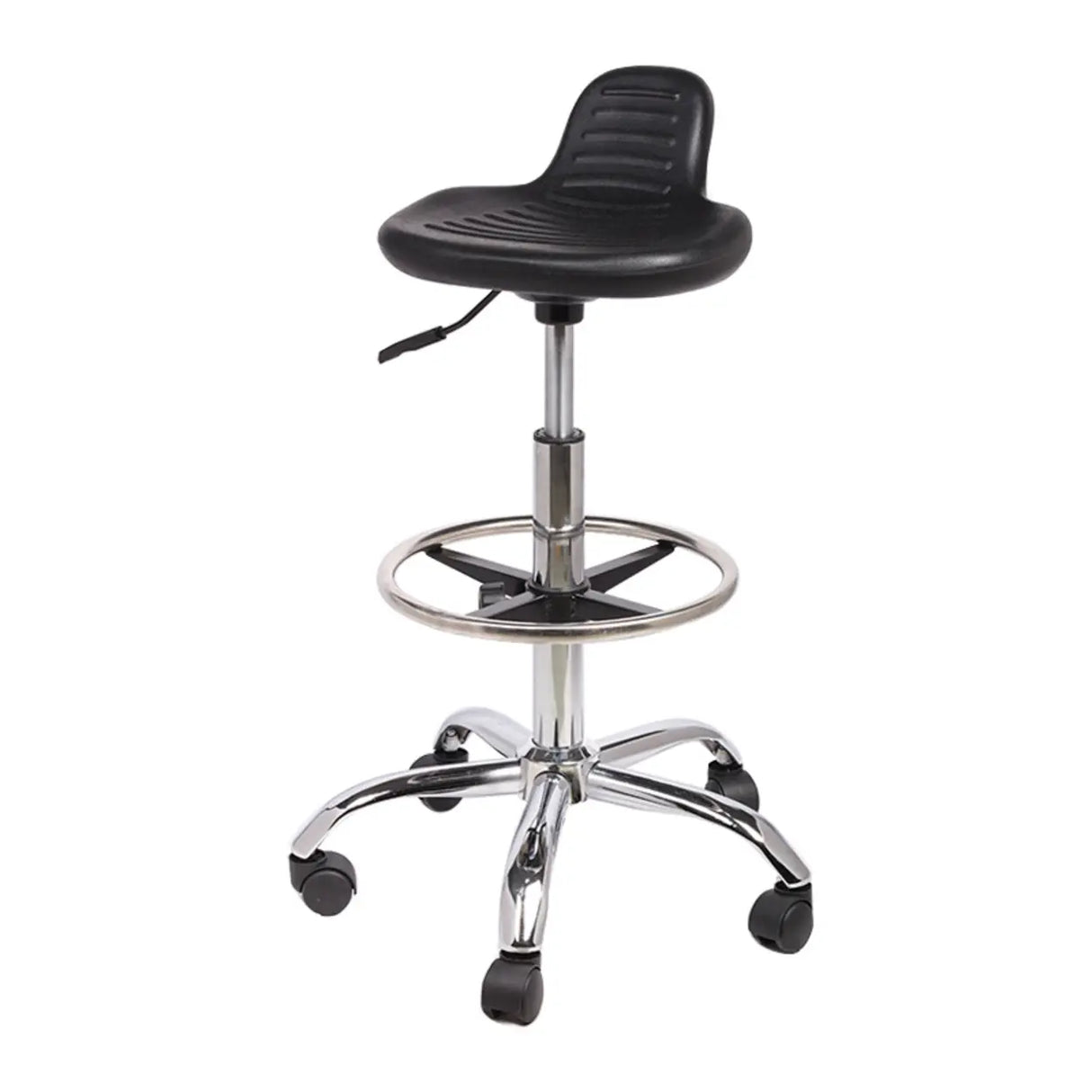 Modern Black Alloy Low Back Office Stool with Casters Image - 8