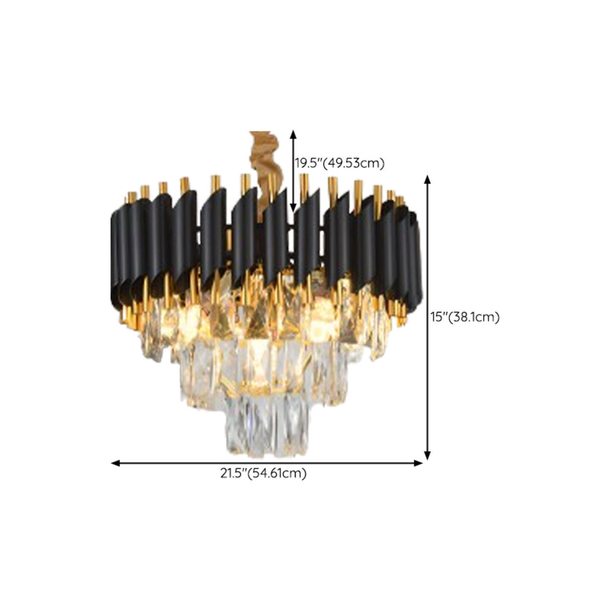 Modern Black and Clear Crystal Tiered Chandelier Image - 14