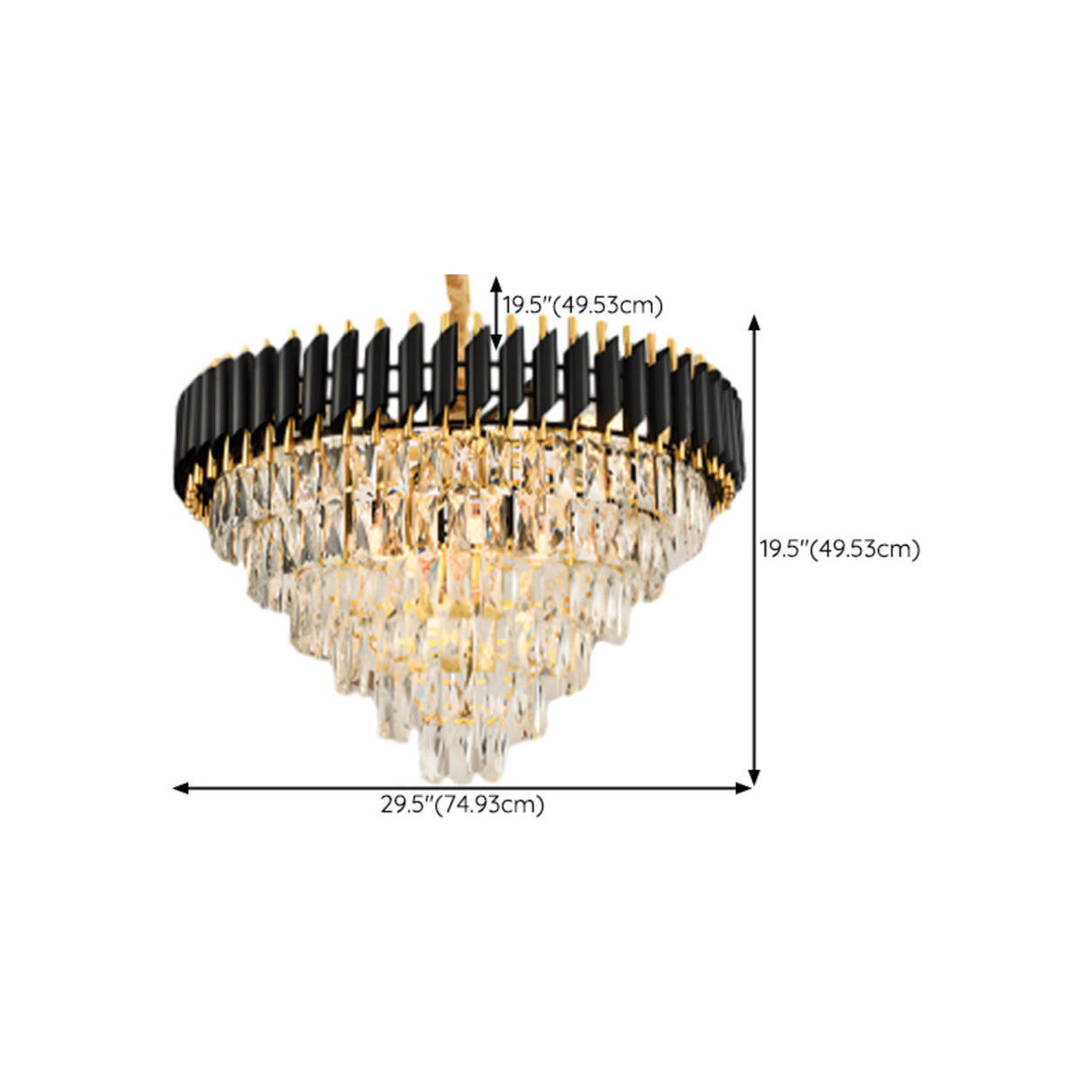 Modern Black and Clear Crystal Tiered Chandelier Image - 15