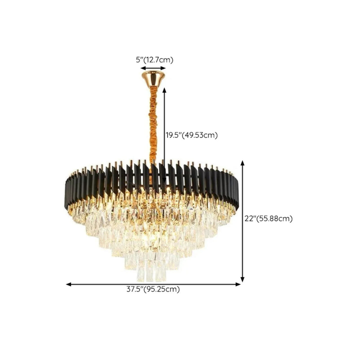 Modern Black and Clear Crystal Tiered Chandelier Image - 16