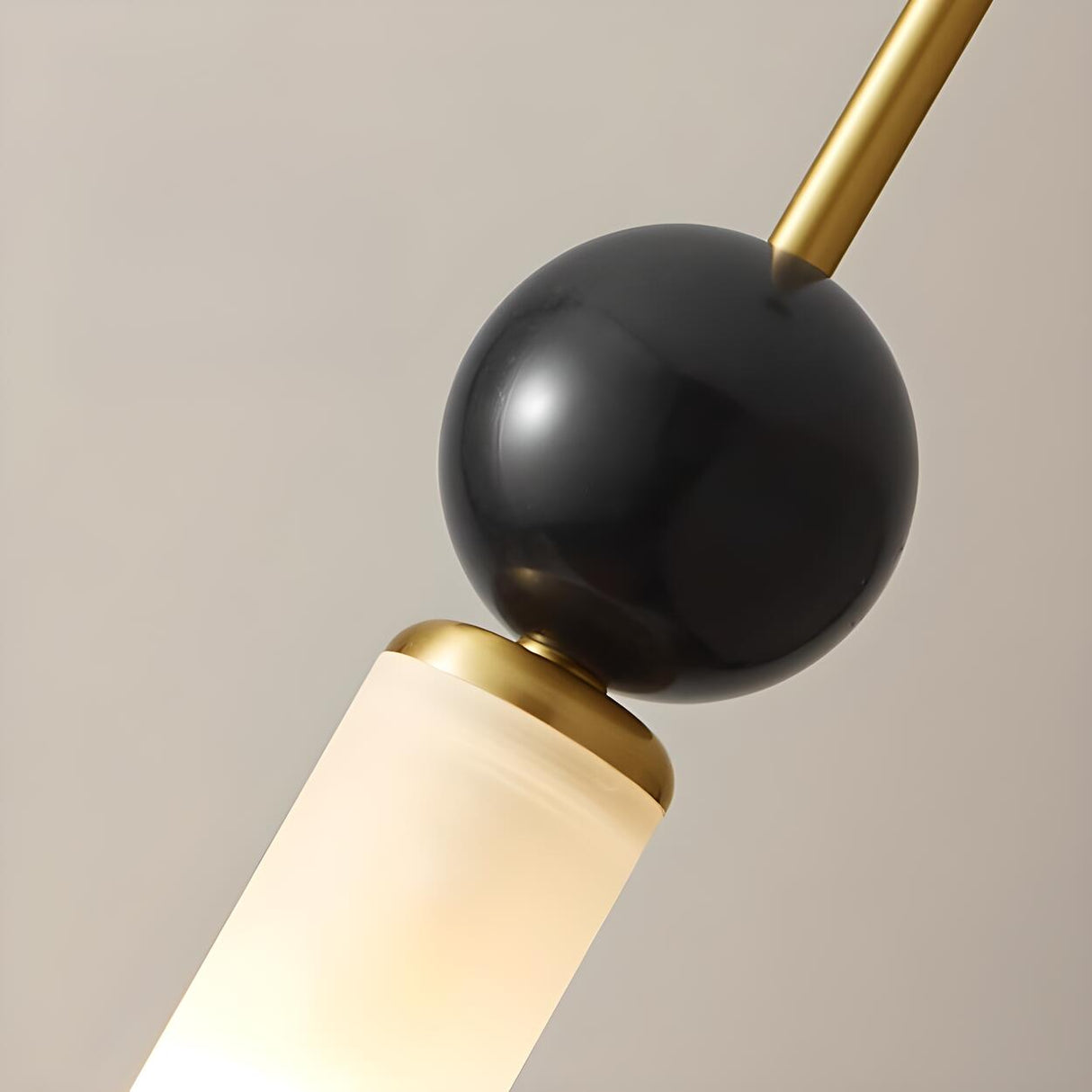 Modern Black Ball White Cylinder Acrylic Pendant Light Image - 11