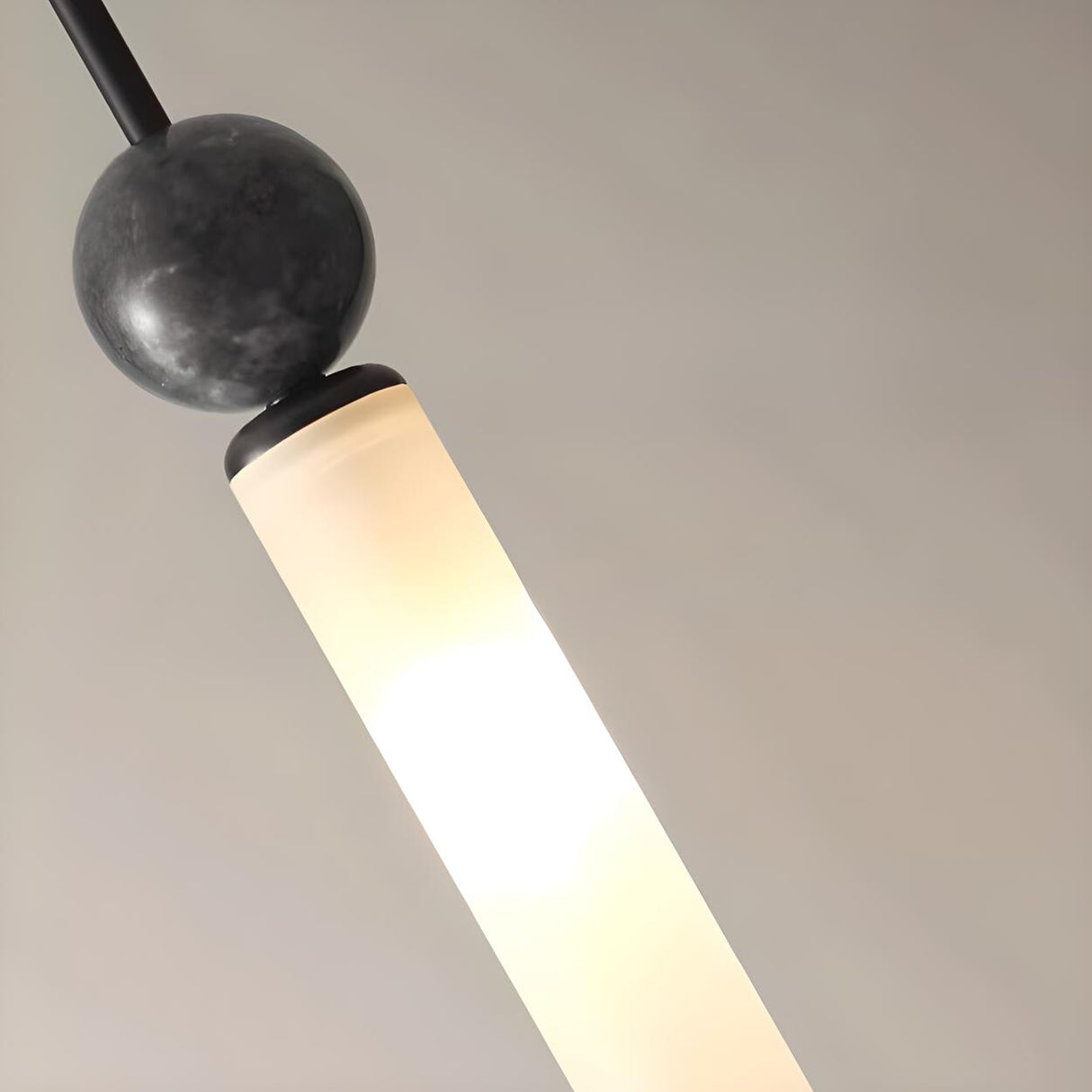 Modern Black Ball White Cylinder Acrylic Pendant Light Image - 12