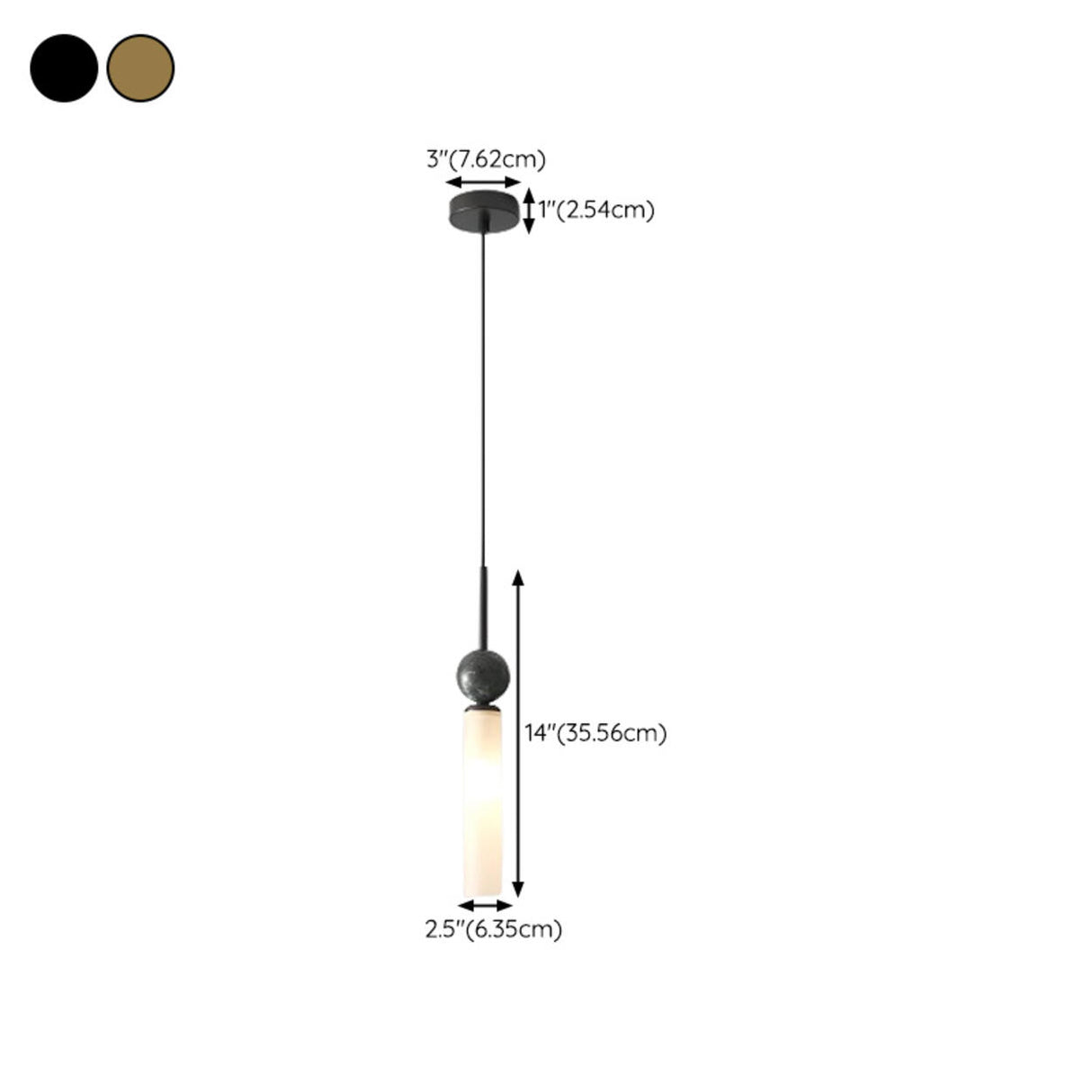 Modern Black Ball White Cylinder Acrylic Pendant Light