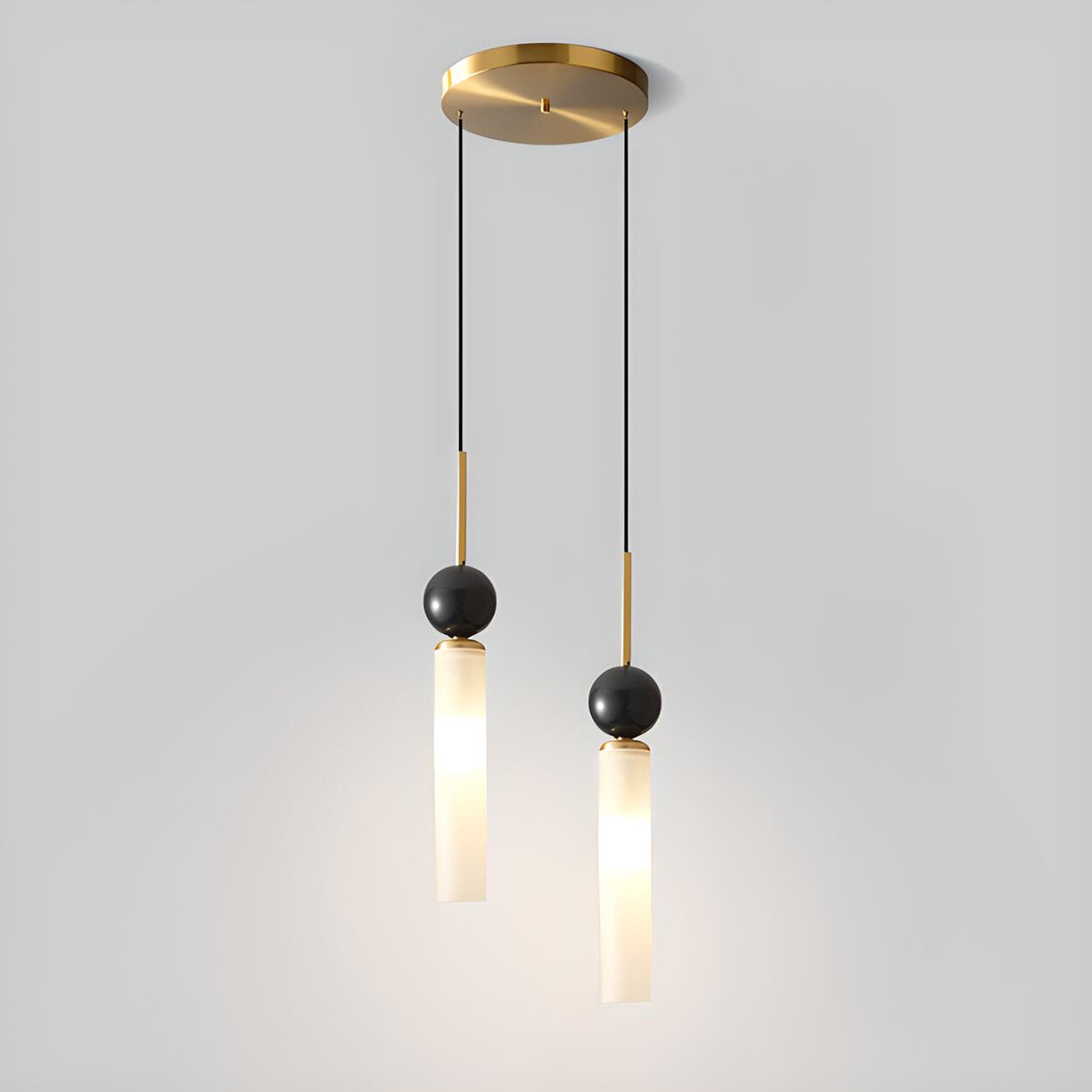 Modern Black Ball White Cylinder Acrylic Pendant Light Image - 5