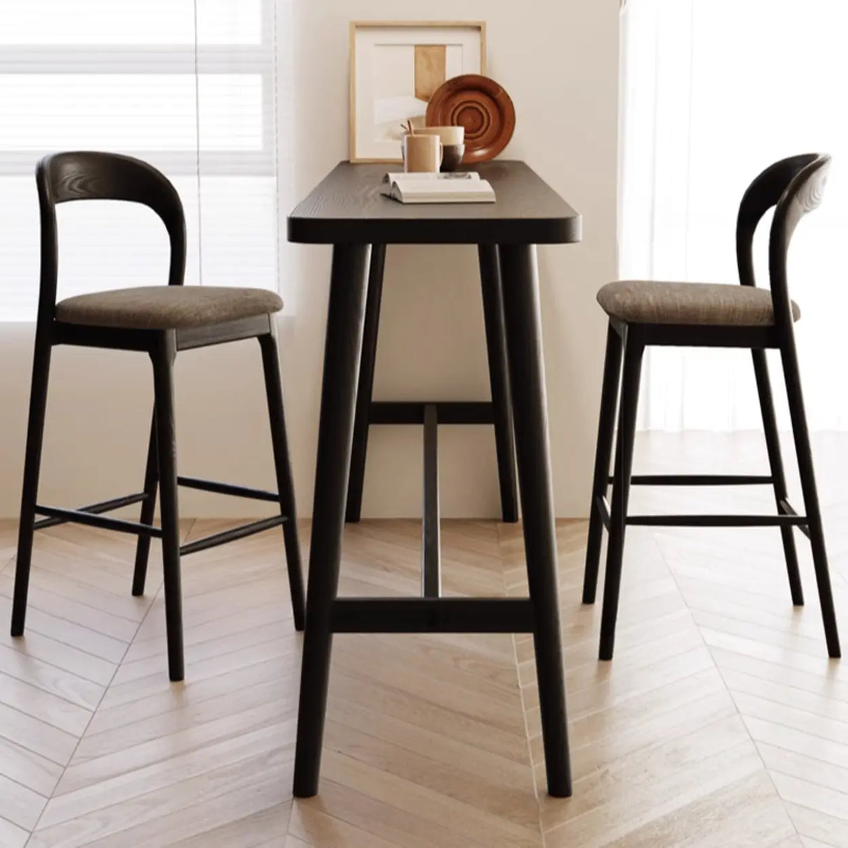Modern Black Bar Table Set with 2 Stools for Small Spaces Image - 3
