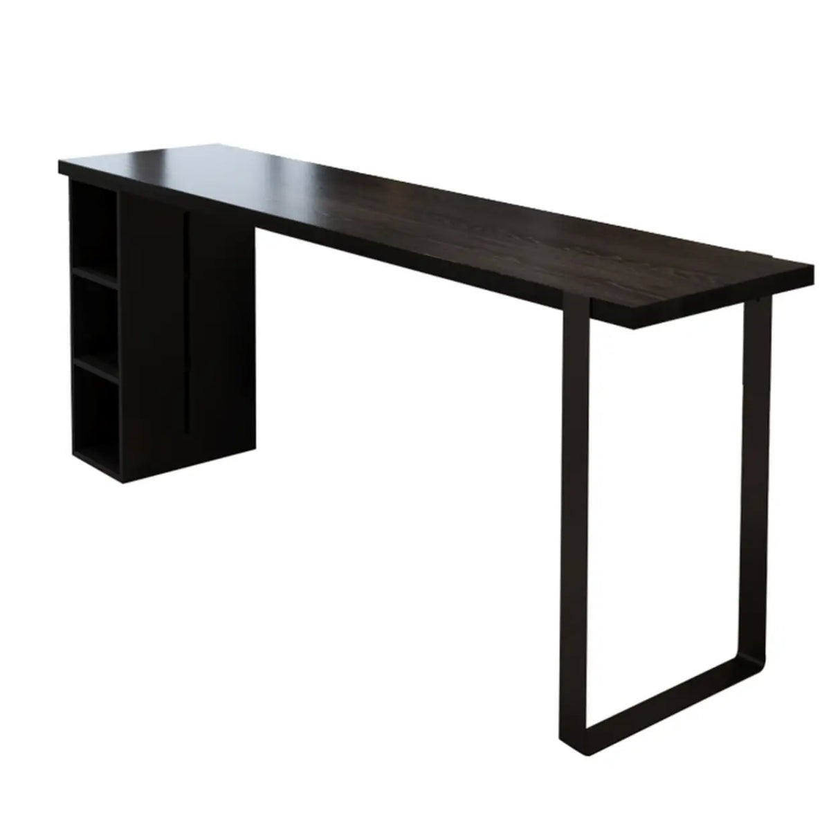 Modern Black Bar Table with Shelves for Home Workspace Image - 11