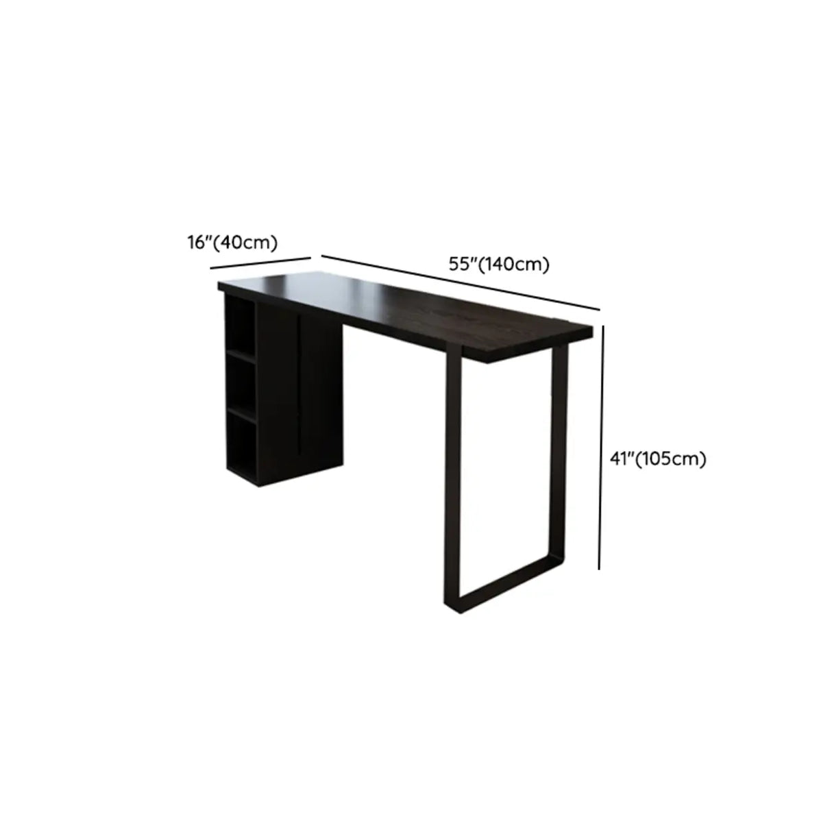 Modern Black Bar Table with Shelves for Home Workspace Image - 13