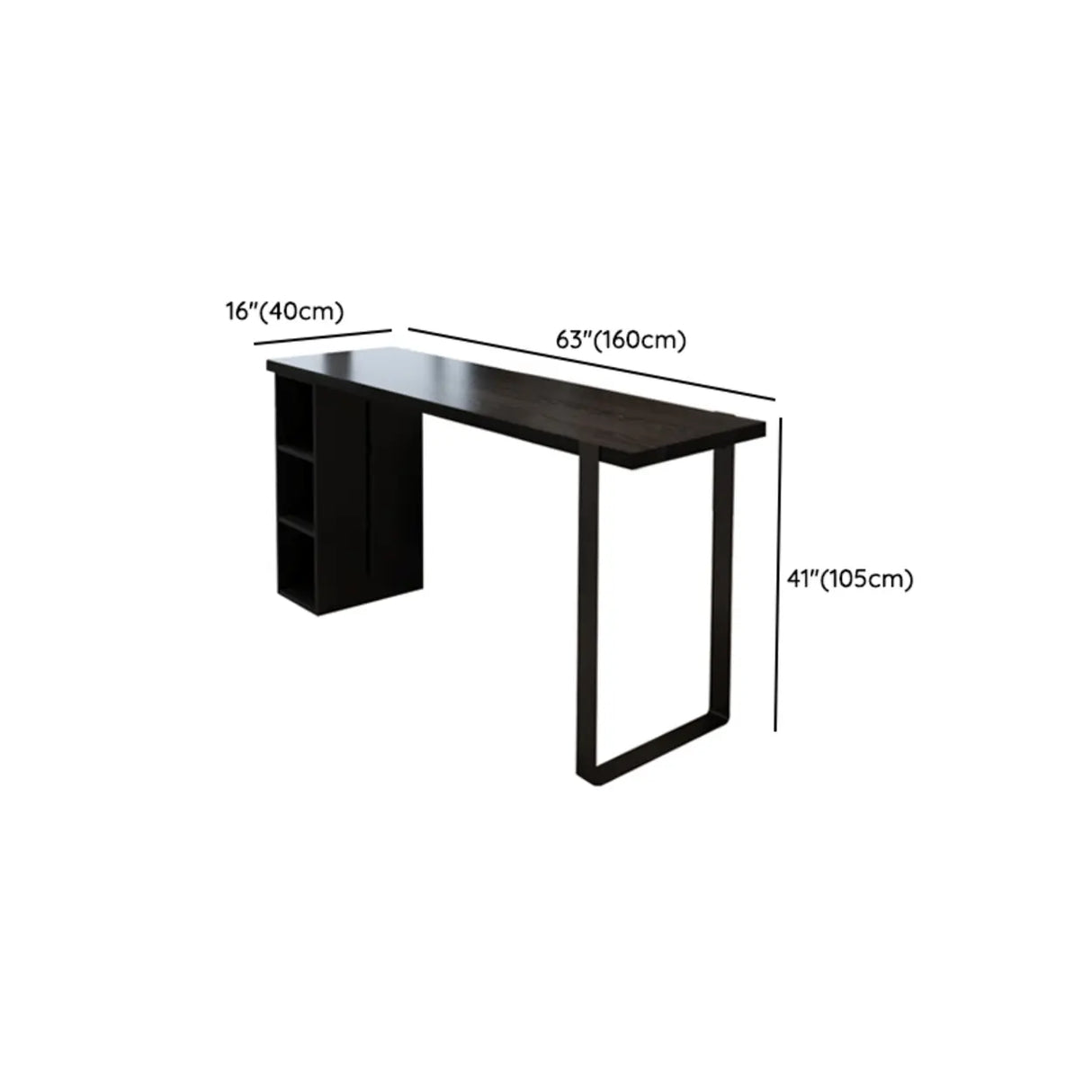 Modern Black Bar Table with Shelves for Home Workspace Image - 14