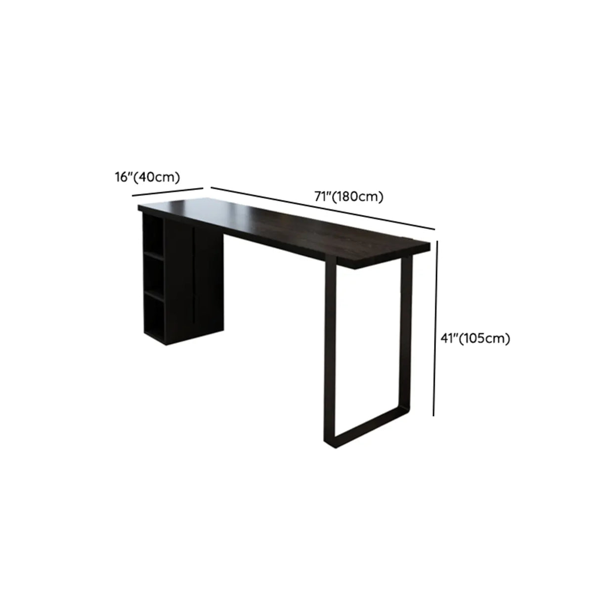 Modern Black Bar Table with Shelves for Home Workspace Image - 15
