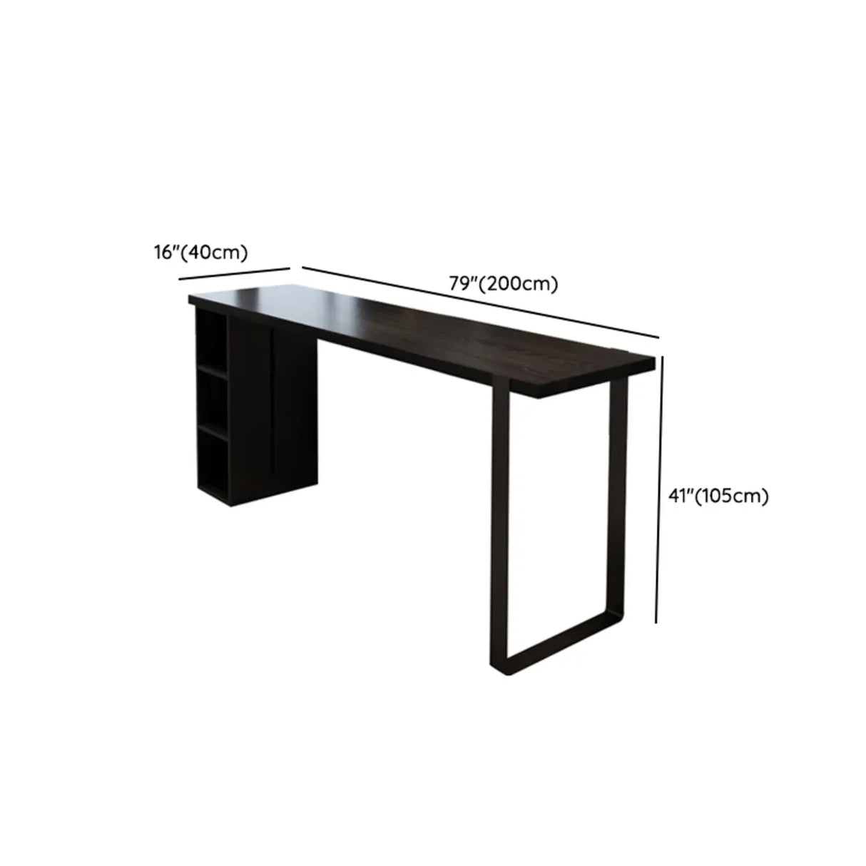 Modern Black Bar Table with Shelves for Home Workspace Image - 16
