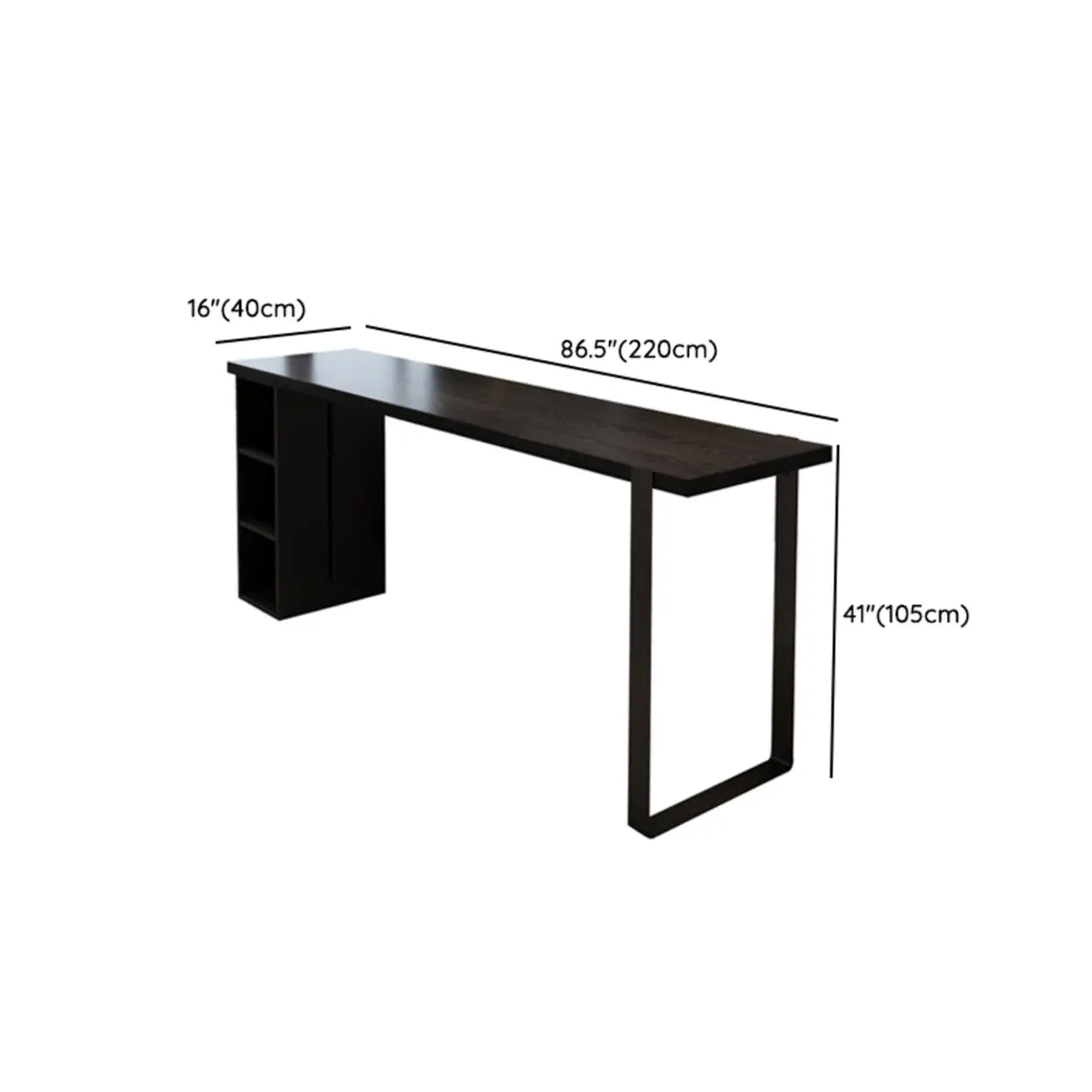 Modern Black Bar Table with Shelves for Home Workspace Image - 17