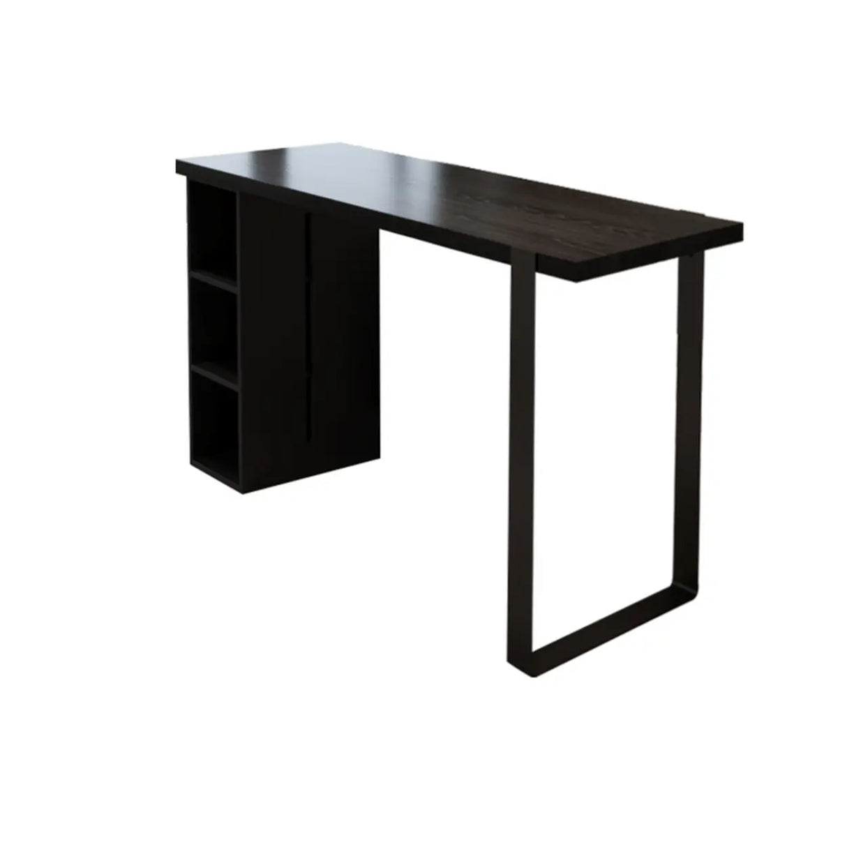 Modern Black Bar Table with Shelves for Home Workspace Image - 2