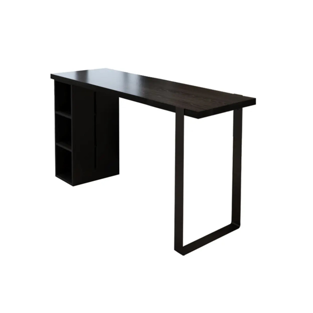 Modern Black Bar Table with Shelves for Home Workspace Image - 3