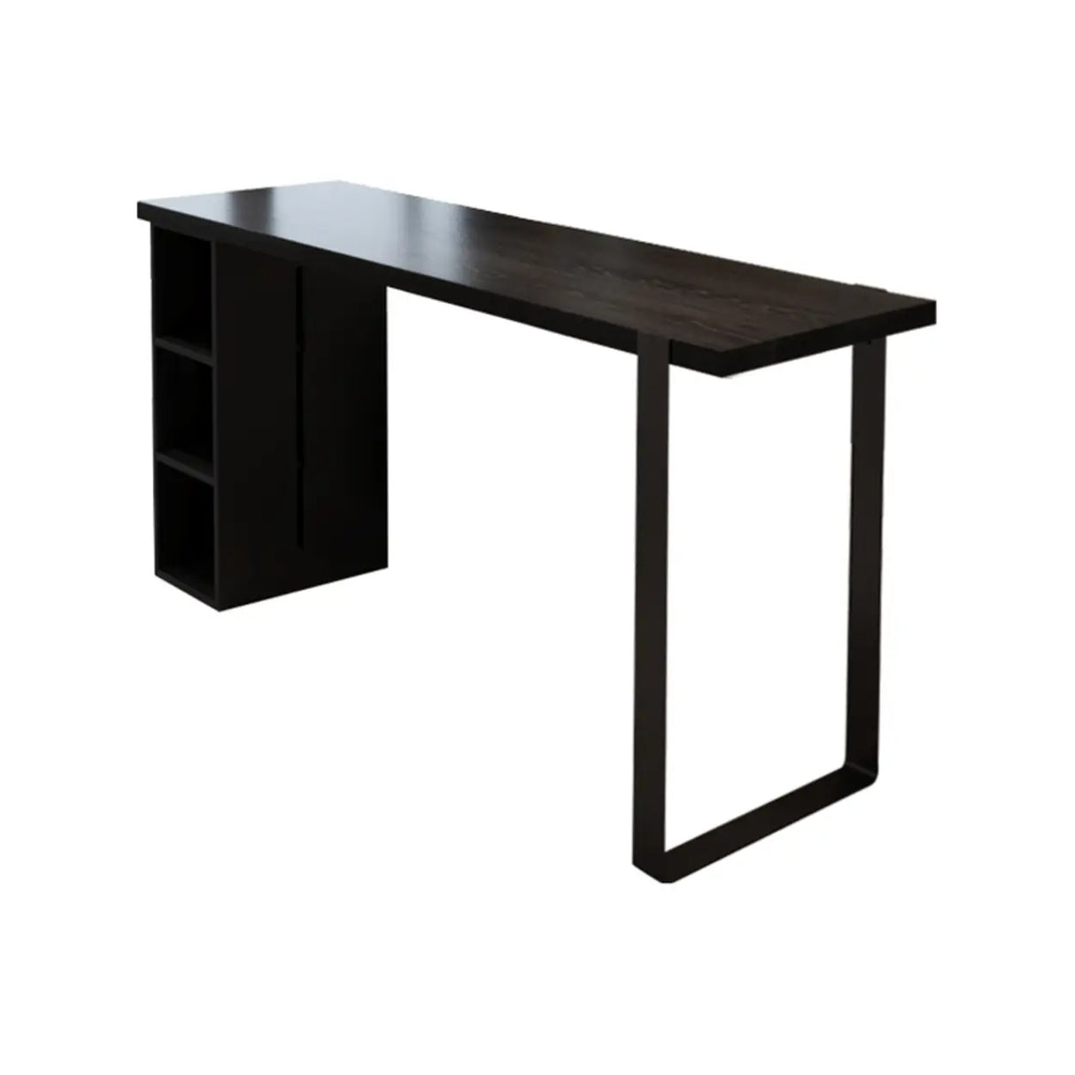 Modern Black Bar Table with Shelves for Home Workspace Image - 5