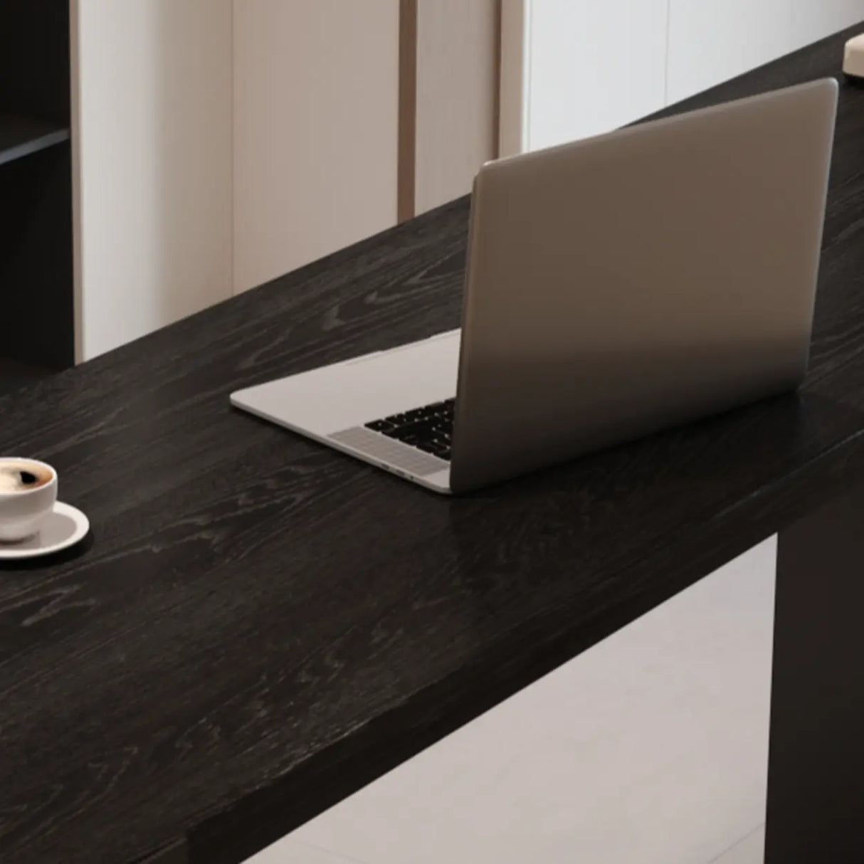 Modern Black Bar Table with Shelves for Home Workspace Image - 6