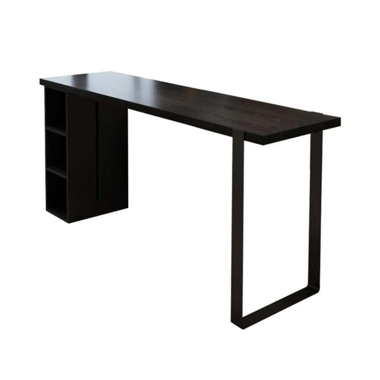 Modern Black Bar Table with Shelves for Home Workspace Image - 7