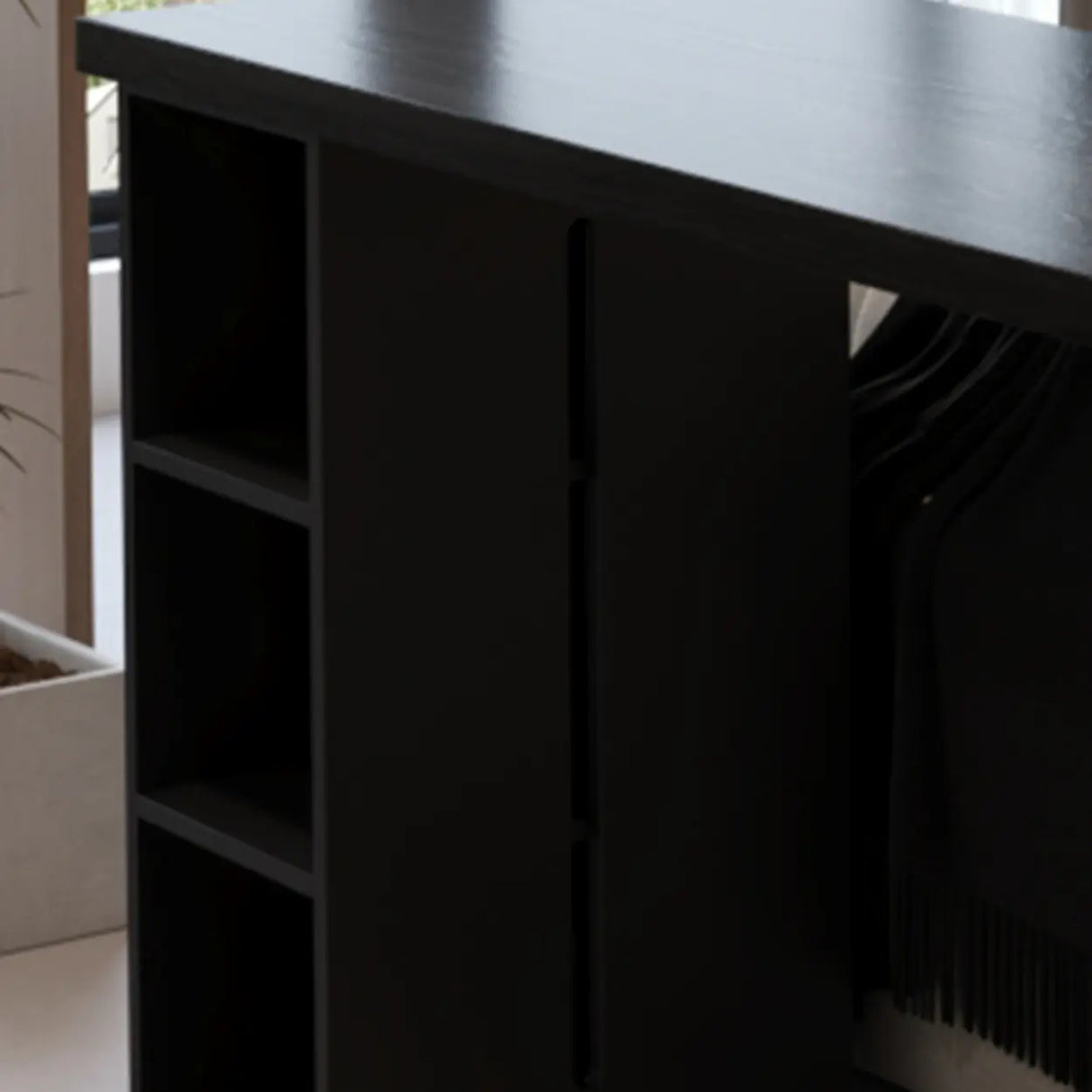 Modern Black Bar Table with Shelves for Home Workspace Image - 8