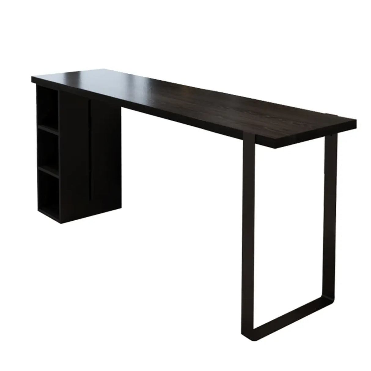 Modern Black Bar Table with Shelves for Home Workspace Image - 9