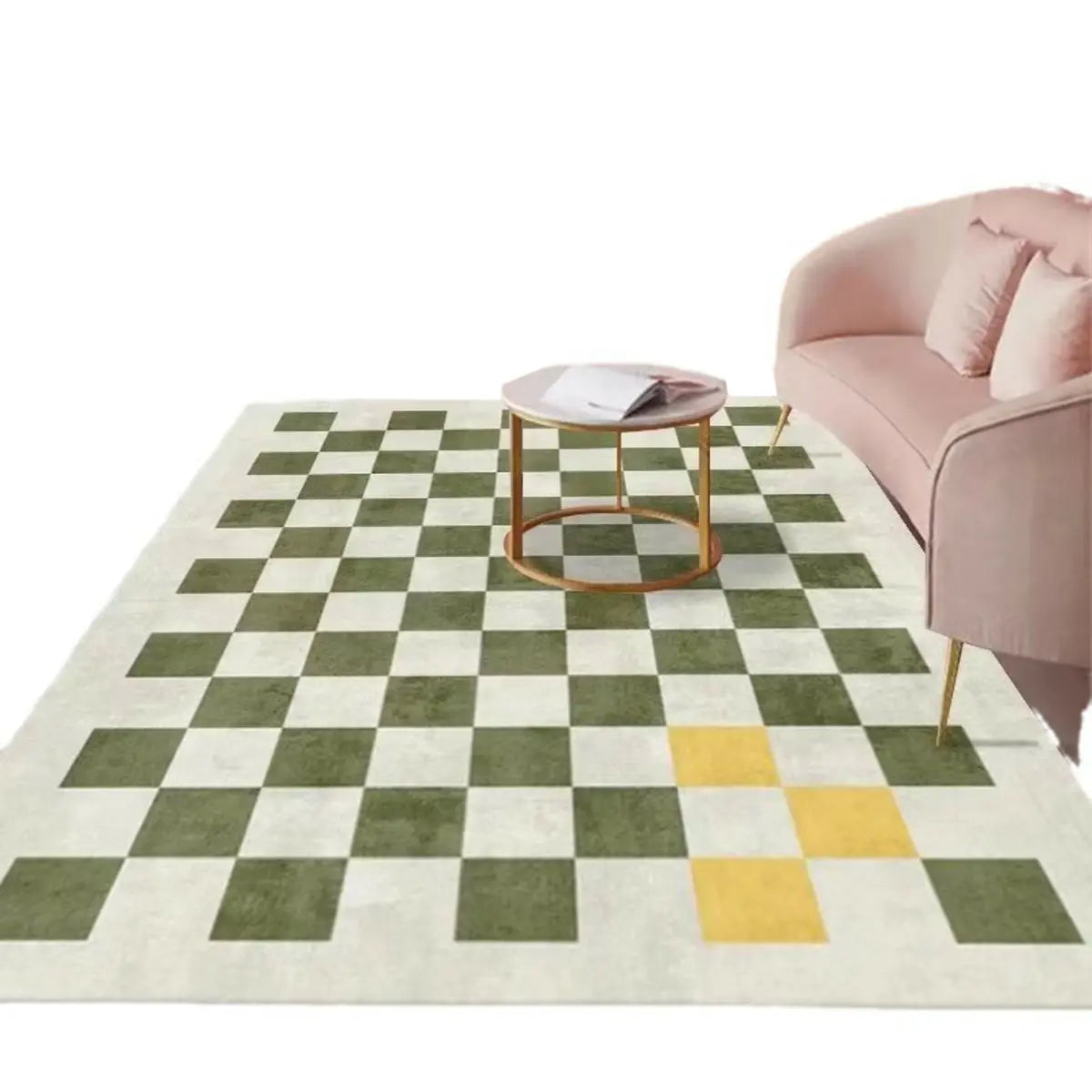 Modern Black Checkered Polypropylene Cream Area Rug Image - 10