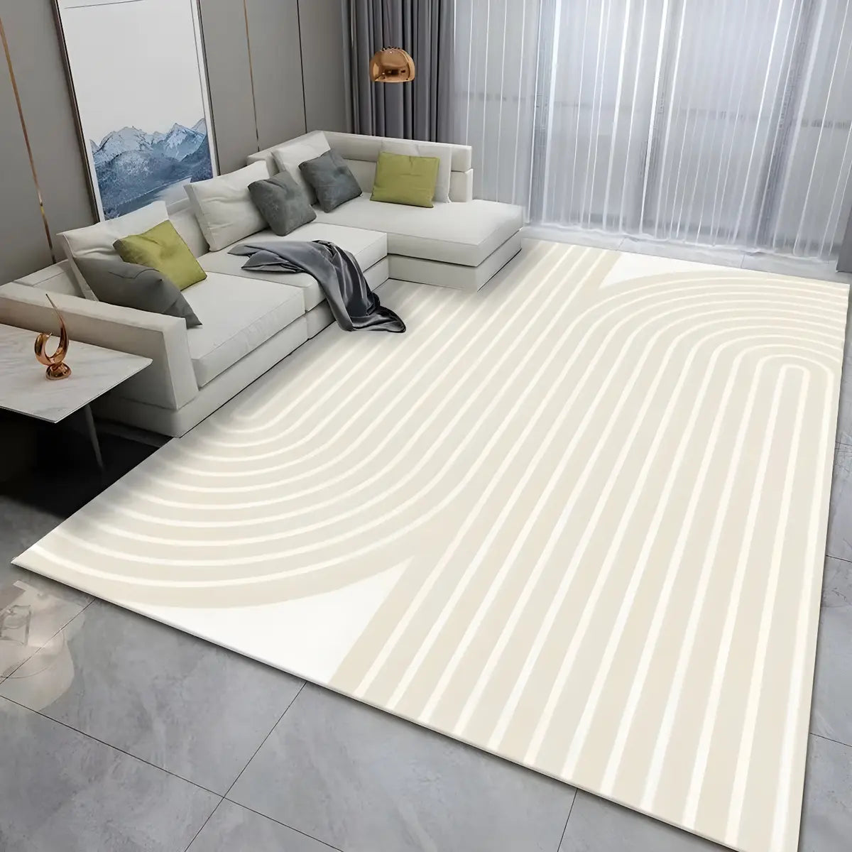 Modern Black Checkered Polypropylene Cream Area Rug Image - 11