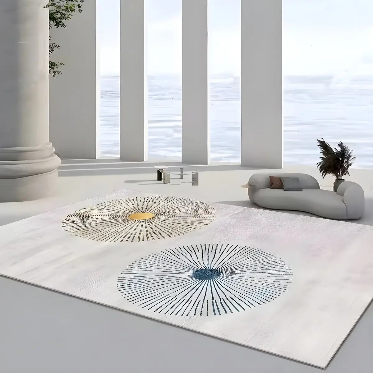 Modern Black Checkered Polypropylene Cream Area Rug Image - 5