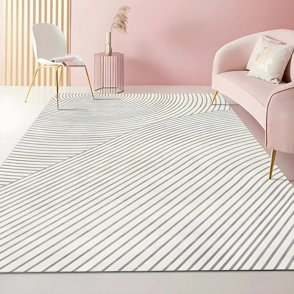 Modern Black Checkered Polypropylene Cream Area Rug Image - 7