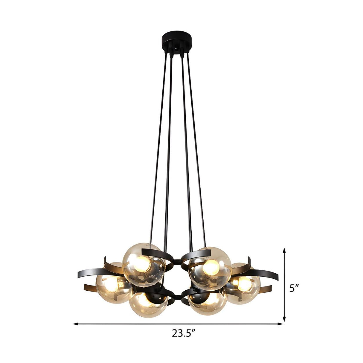Modern Black Clear Glass Ball Pendant Chandelier Dining Room