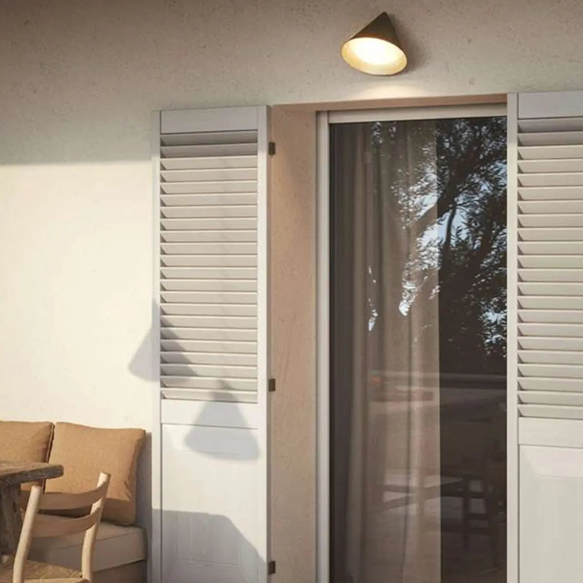 Modern Black Cone Metal Exterior LED Wall Sconce Image - 3