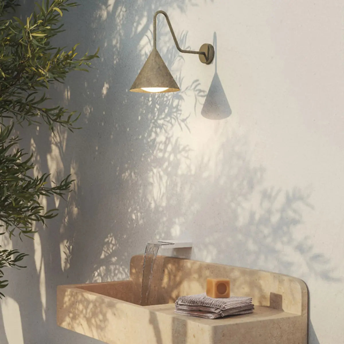 Modern Black Cone Metal Exterior LED Wall Sconce Image - 4