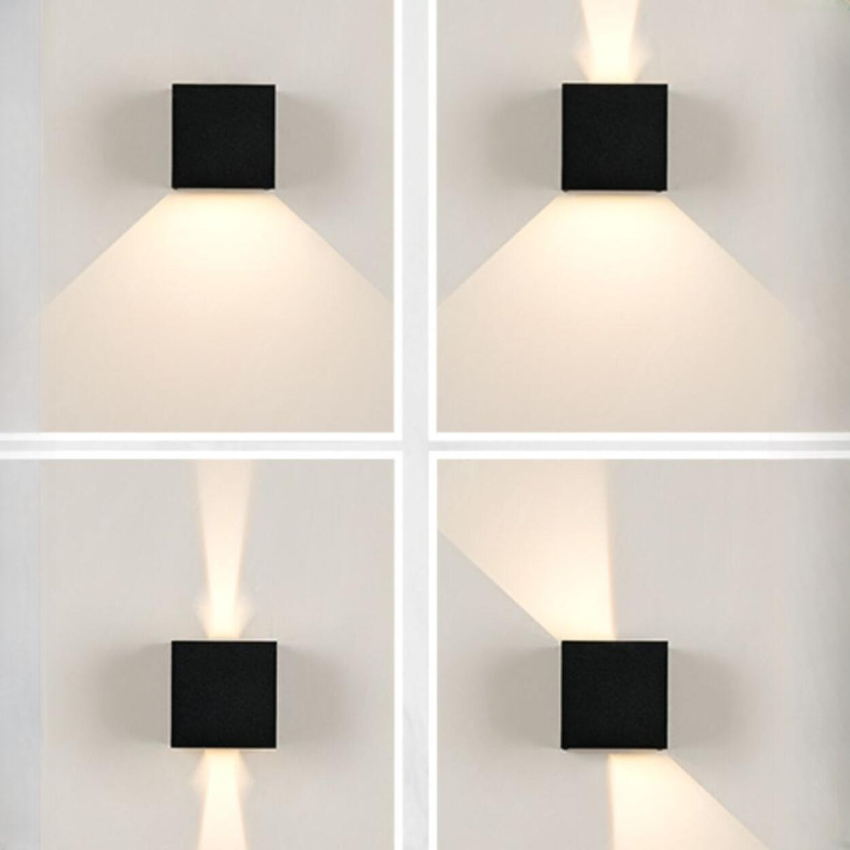 Modern Black Cube Outdoor Up Down Wall Sconce Image - 11